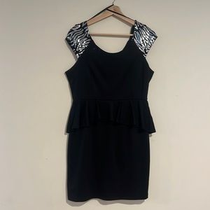 Rhapsody sequin black peplum dress